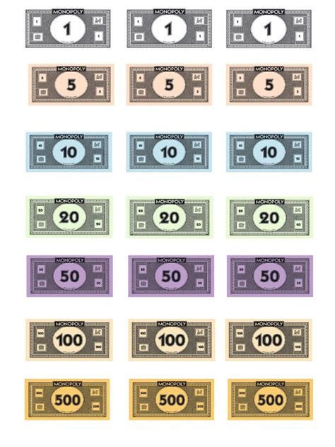 Monopoly Billetes Imprimir Nuevos .
